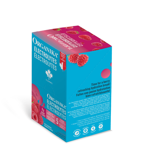 Electrolytes Sachets - Wild Raspberry - Box (25 Pack) - Organika Health Products