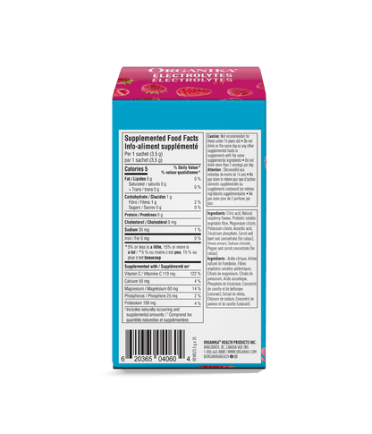 Electrolytes Sachets - Wild Raspberry - Box (25 Pack) - Organika Health Products