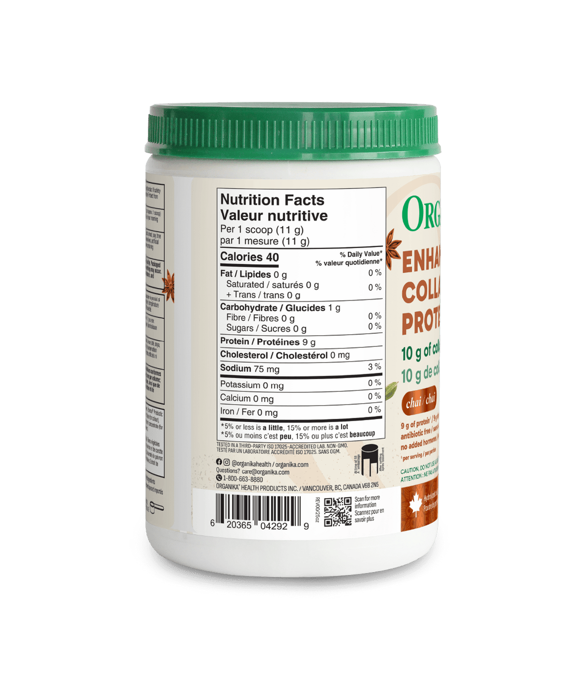 Enhanced Collagen Protein™ Chai - Chai / 253 g - Organika Health Products