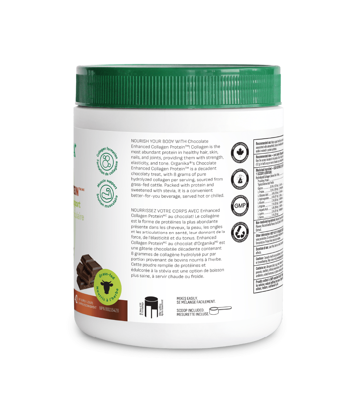 Enhanced Collagen Protein Chocolate - 504 g - Organika Health Products