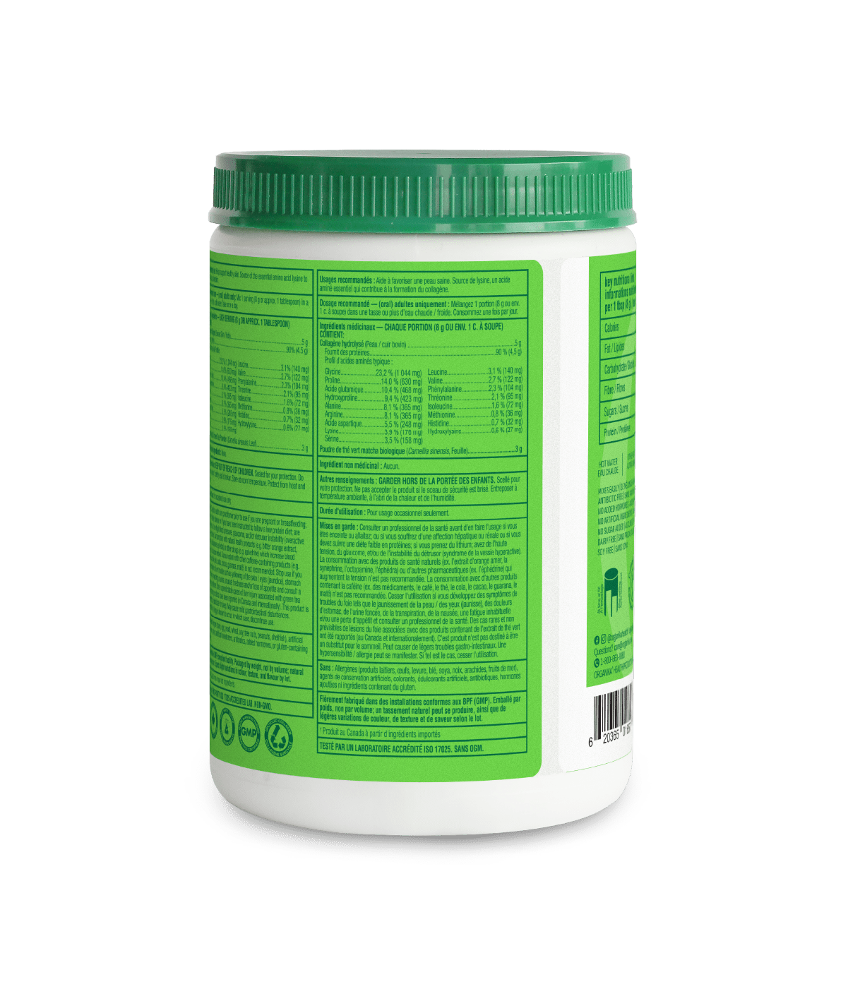 Enhanced Collagen Protein Matcha - 250 g - Organika Health Products