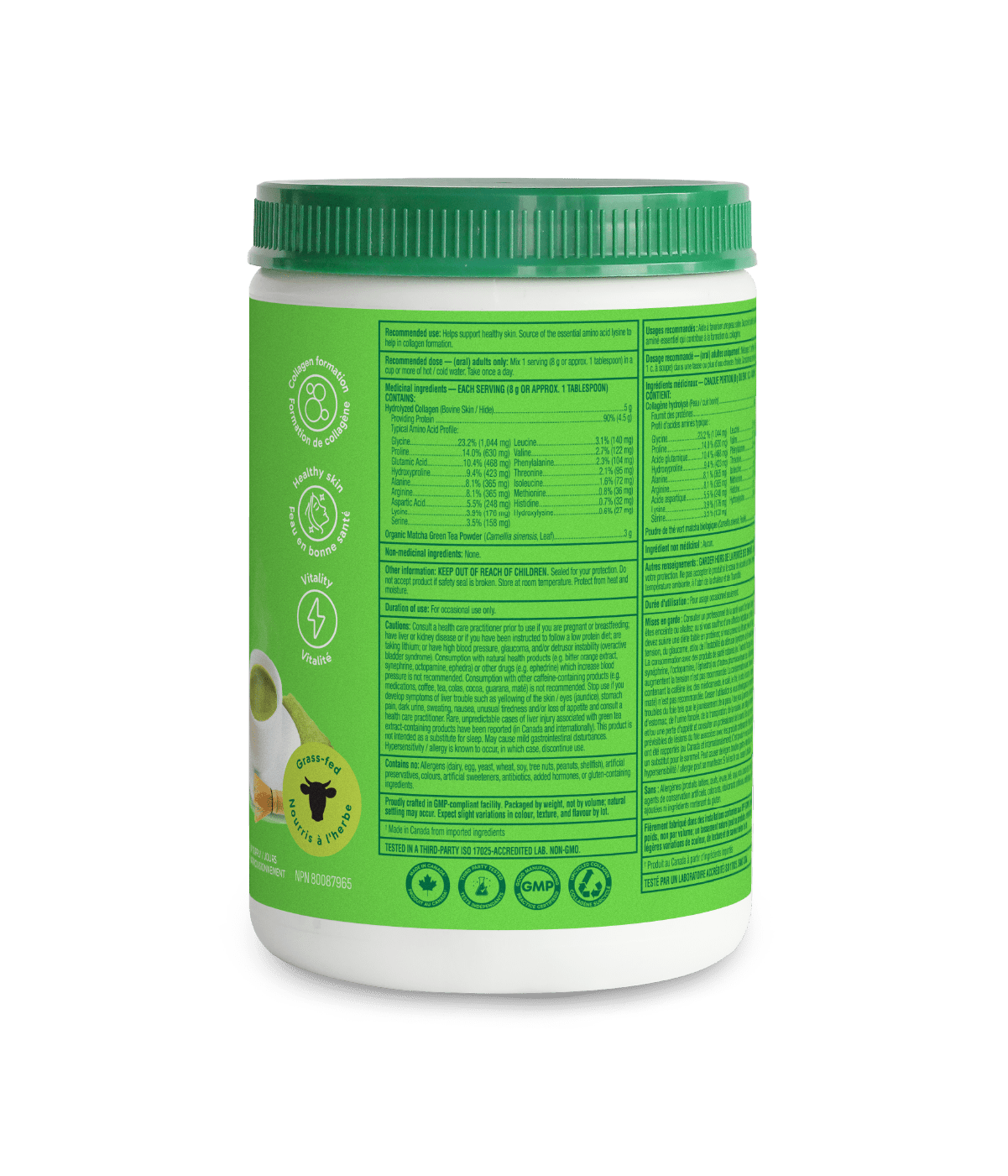 Enhanced Collagen Protein Matcha - 250 g - Organika Health Products