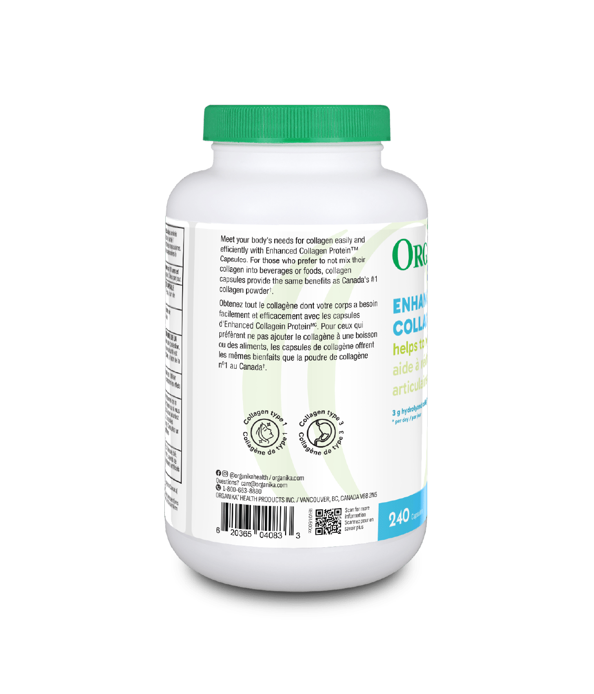 Enhanced Collagen Protein Original Capsules - 240 Capsules - Organika Health Products