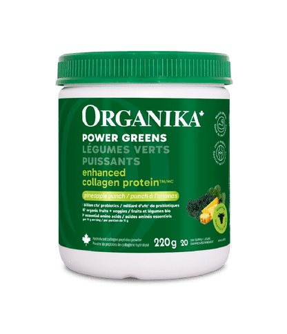Enhanced Collagen Protein Power Greens with Probiotics - Pineapple Punch - Organika Health Products