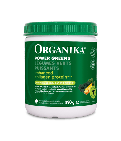 Enhanced Collagen Protein Power Greens with Probiotics - Pineapple Punch - Organika Health Products