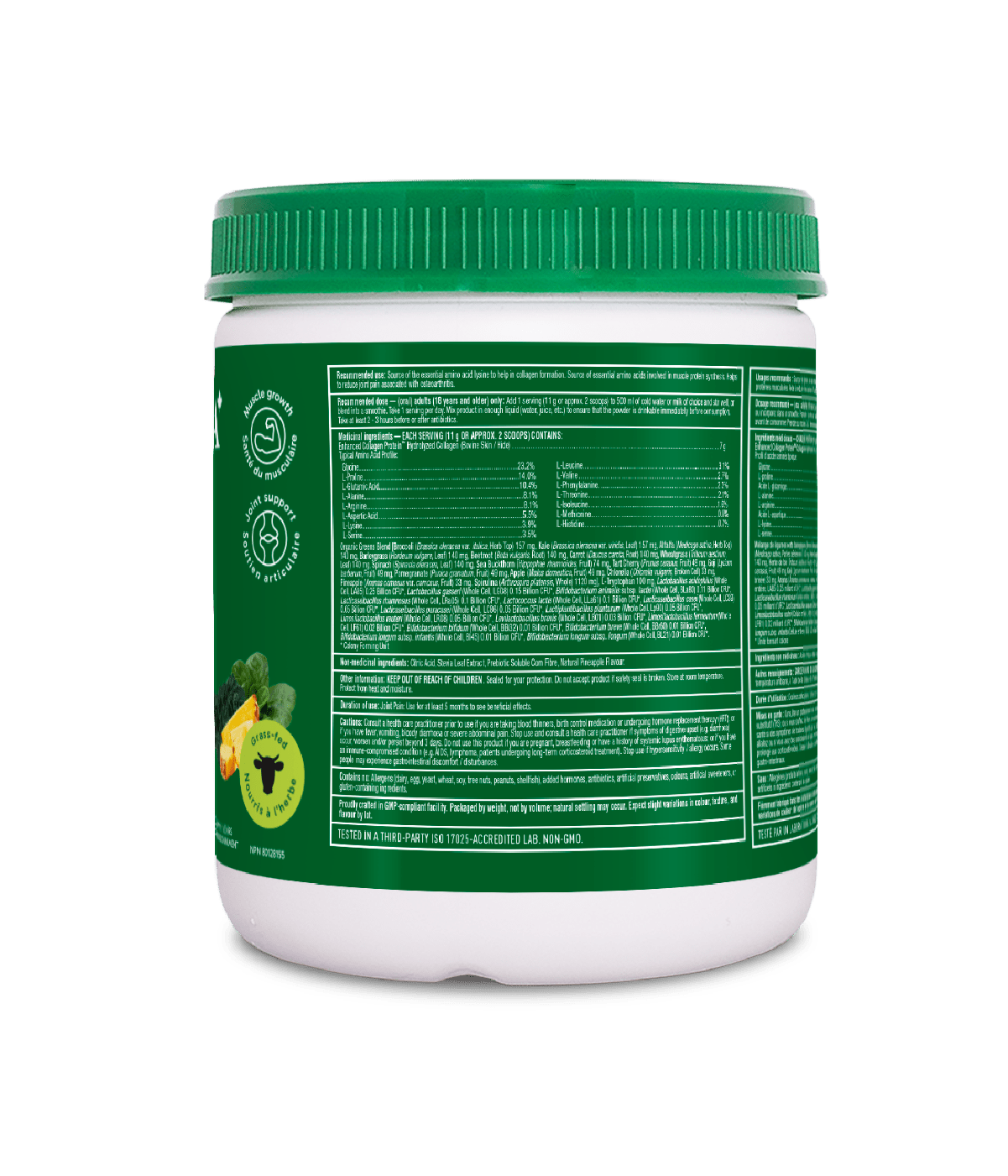 Enhanced Collagen Protein Power Greens with Probiotics - Pineapple Punch - Organika Health Products