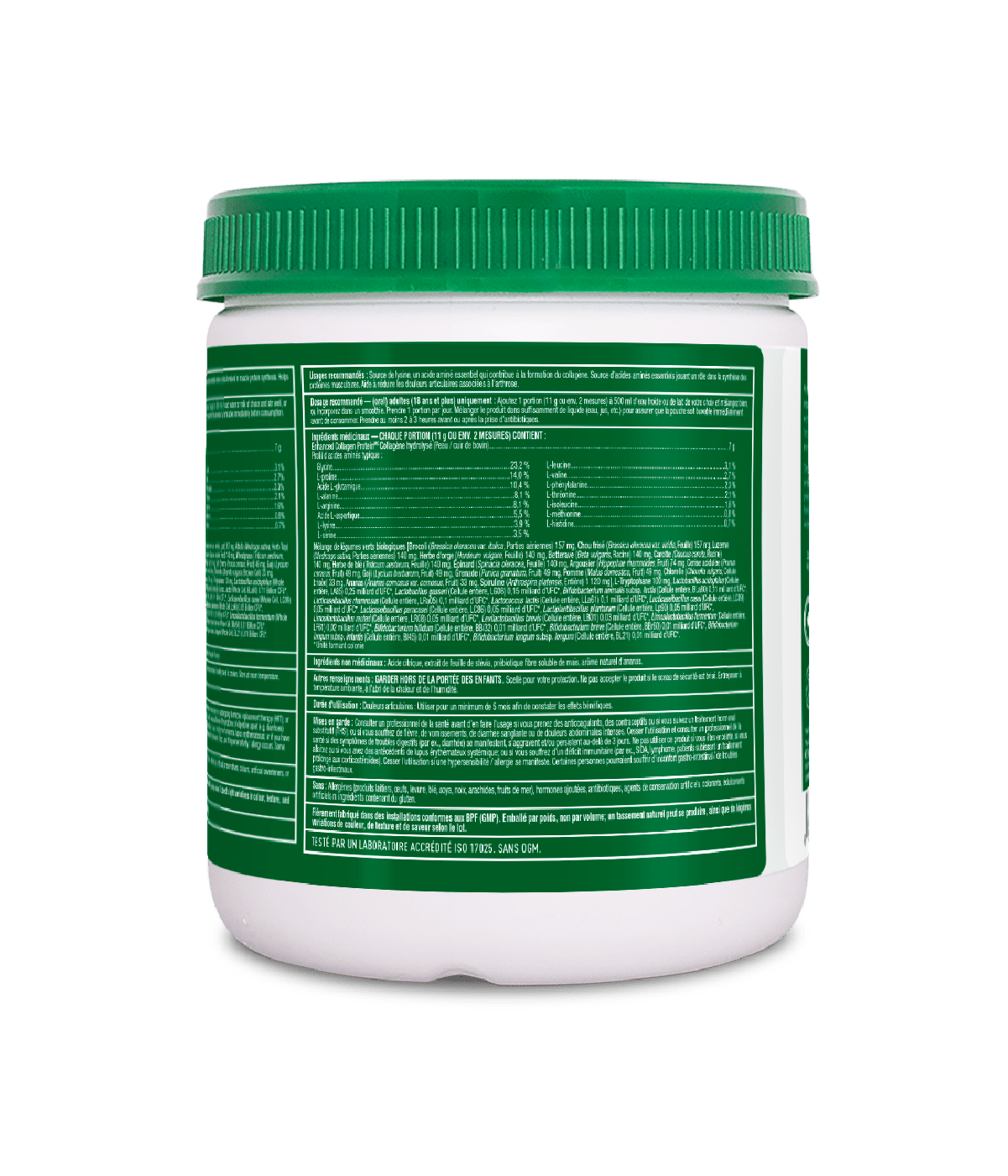 Enhanced Collagen Protein Power Greens with Probiotics - Pineapple Punch - Organika Health Products