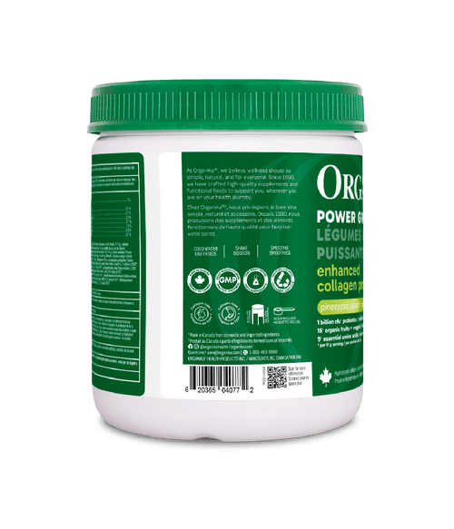 Enhanced Collagen Protein Power Greens with Probiotics - Pineapple Punch - Organika Health Products