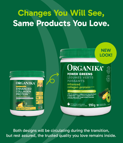 Enhanced Collagen Protein Power Greens with Probiotics - Pineapple Punch - Organika Health Products
