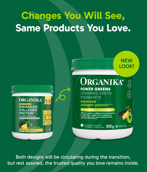 Enhanced Collagen Protein Power Greens with Probiotics - Pineapple Punch - Organika Health Products