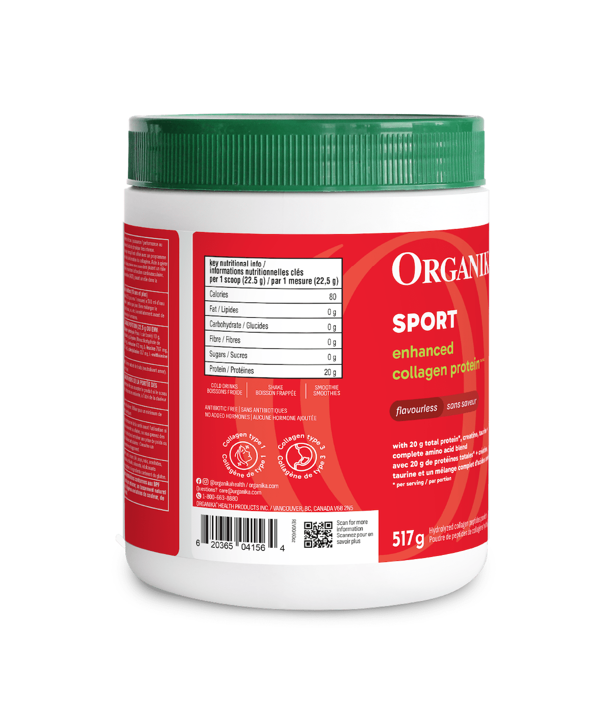 Enhanced Collagen Protein Sport - Flavourless - Organika Health Products