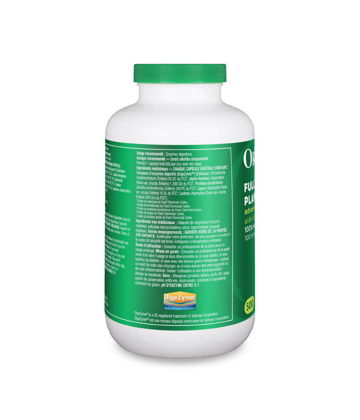 Full Spectrum Plant Enzymes - 500 vcaps - Organika Health Products