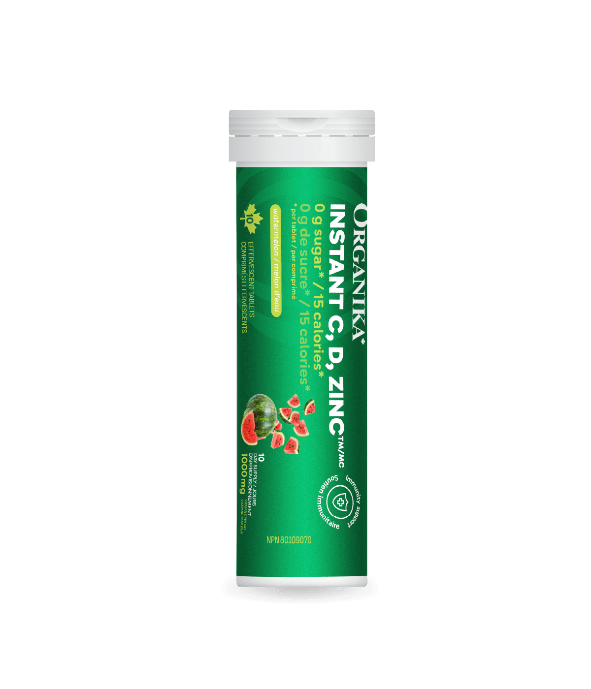 Instant C, D, Zinc Immunity Effervescent - Watermelon - Organika Health Products