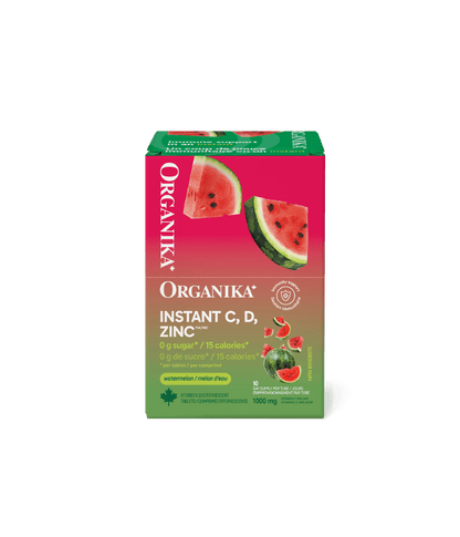 Instant C, D, Zinc Immunity Effervescent - Watermelon - Box (8 Tubes) - Organika Health Products