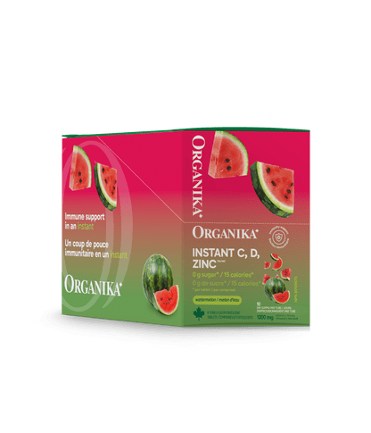 Instant C, D, Zinc Immunity Effervescent - Watermelon - Box (8 Tubes) - Organika Health Products