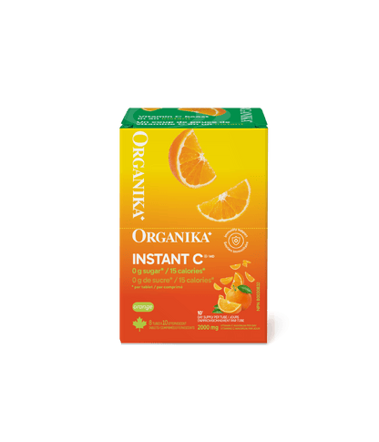Instant C Effervescent with Stevia - Orange - Box Pack (8 tubes) - Organika Health Products