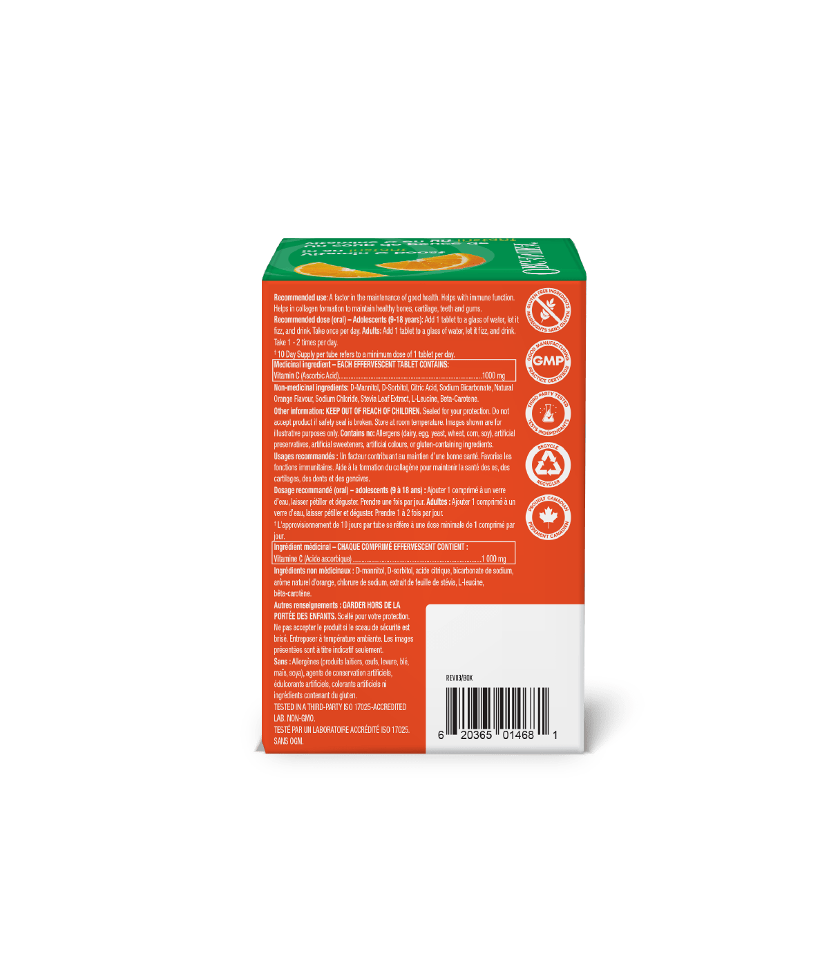 Instant C Effervescent with Stevia - Orange - Box Pack (8 tubes) - Organika Health Products