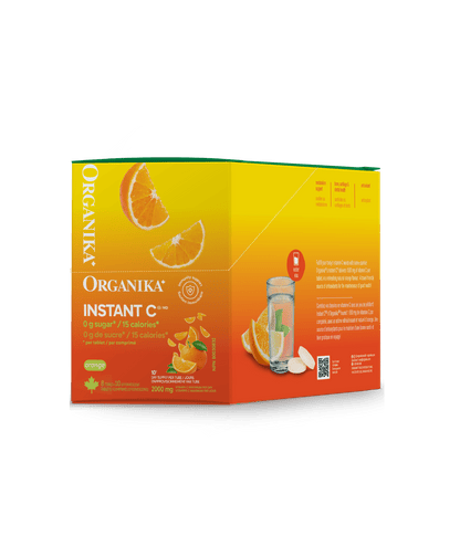 Instant C Effervescent with Stevia - Orange - Box Pack (8 tubes) - Organika Health Products