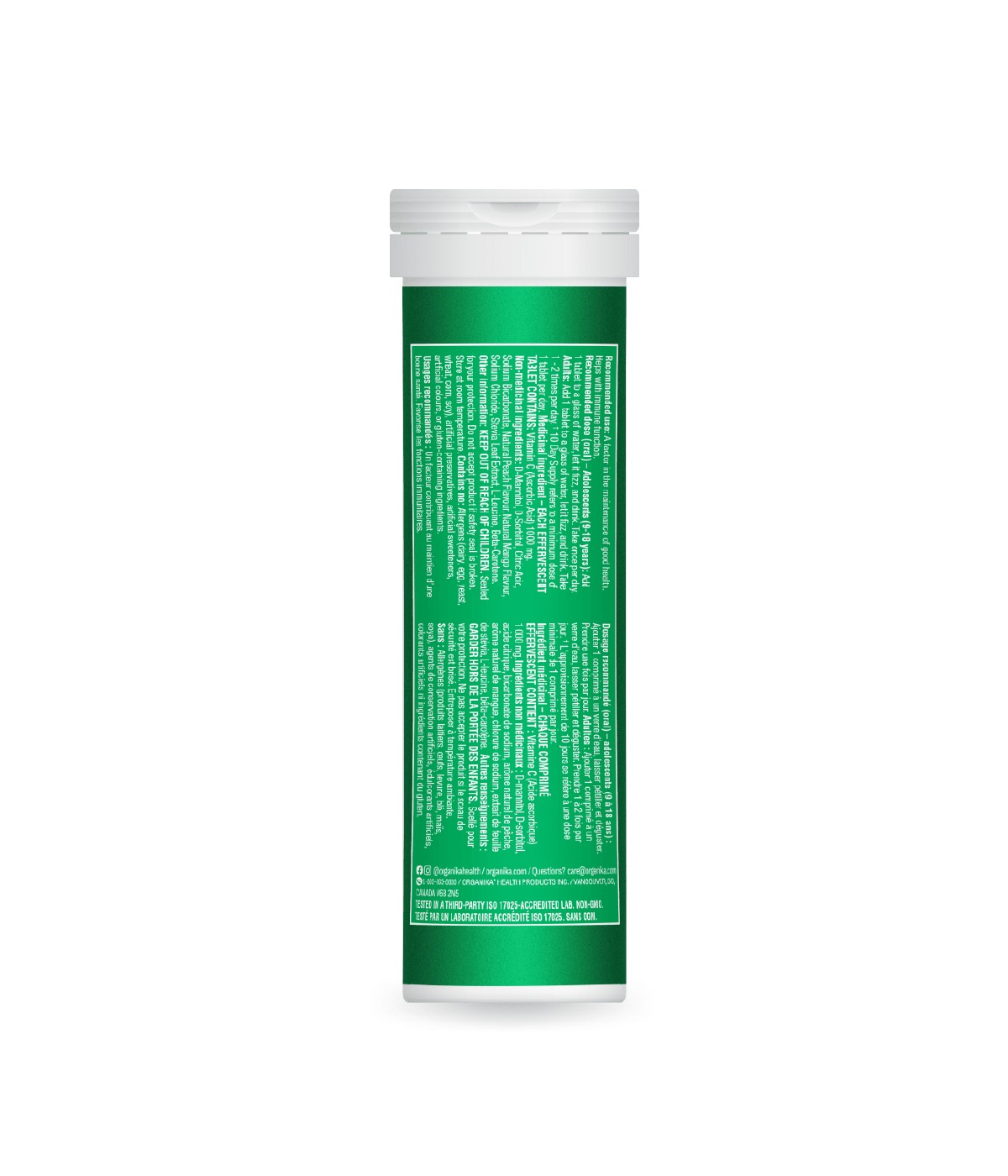 Instant C Effervescent with Stevia - Peach Mango - Organika Health Products