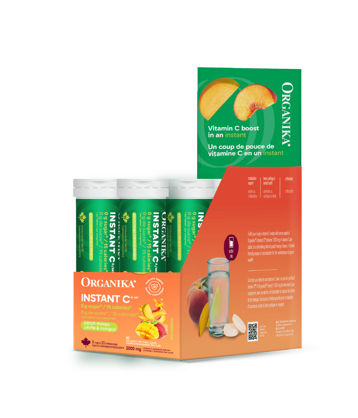 Instant C Effervescent with Stevia - Peach Mango - Organika Health Products