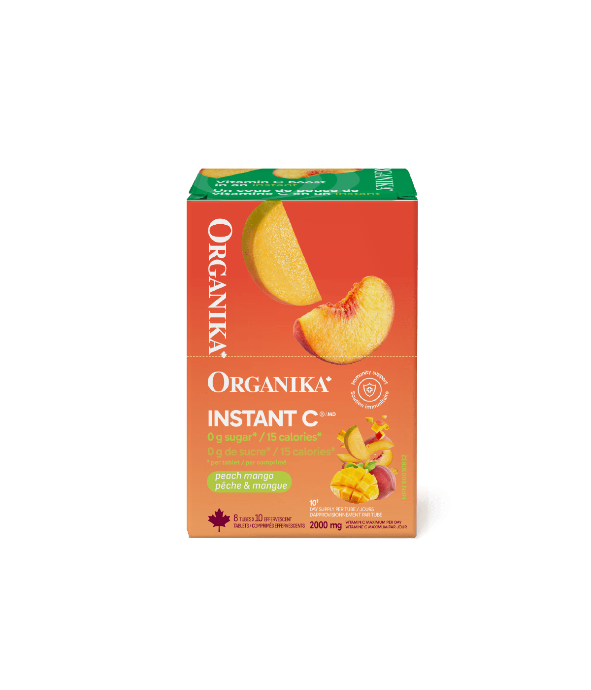 Instant C Effervescent with Stevia - Peach Mango - Organika Health Products