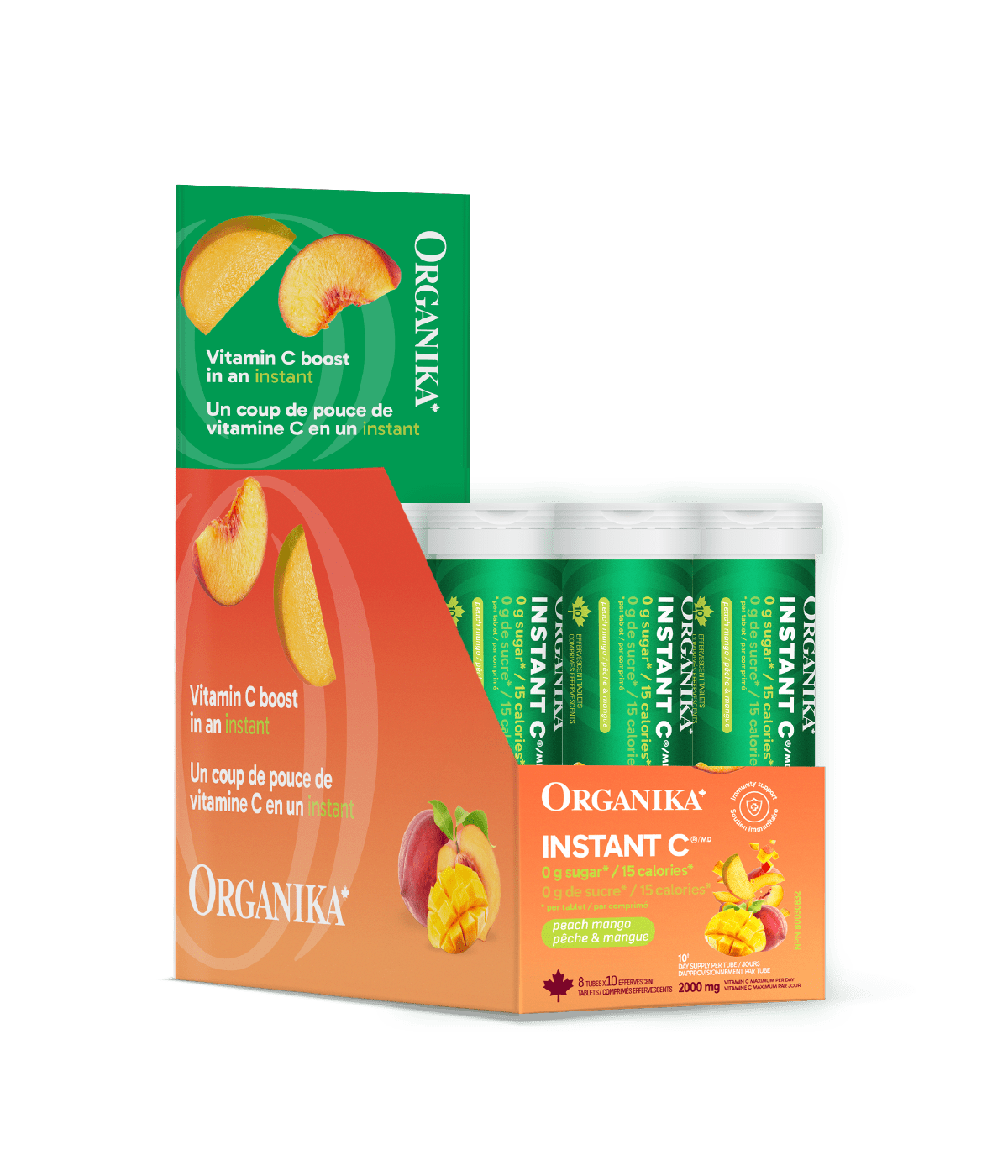 Instant C Effervescent with Stevia - Peach Mango - Organika Health Products