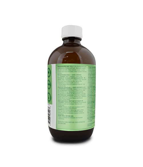 Kids Liquid Calcium Plus with Vitamins D3 & K2 - Mixed Berry - Organika Health Products