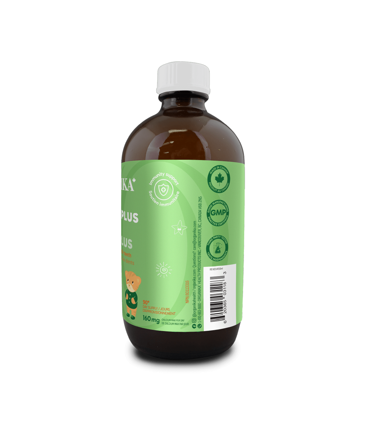 Kids Liquid Calcium Plus with Vitamins D3 & K2 - Mixed Berry - Organika Health Products
