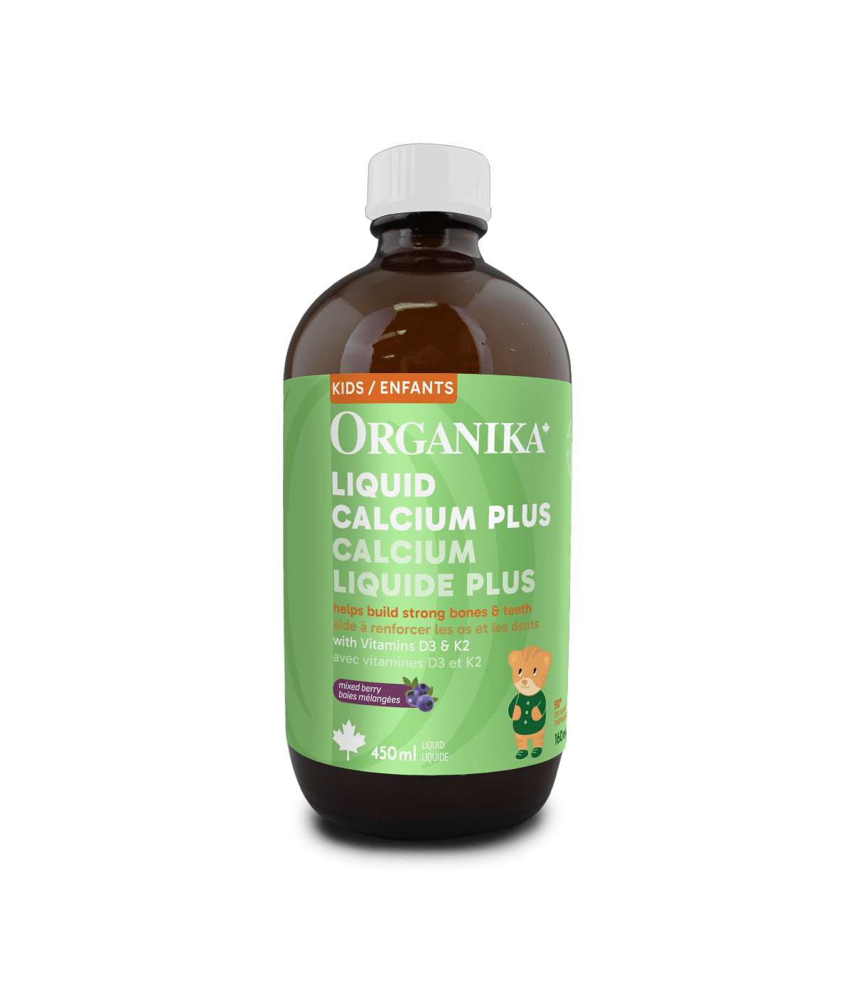 Kids Liquid Calcium Plus with Vitamins D3 & K2 - Mixed Berry - Organika Health Products