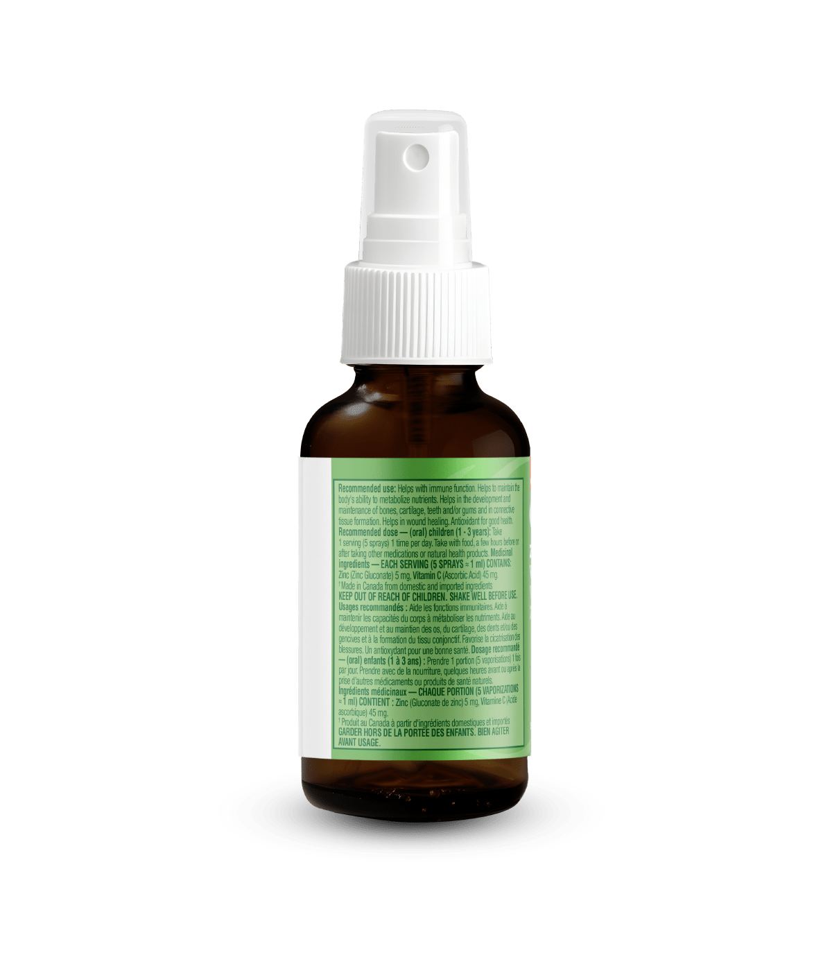 Kids Zinc Spray with Vitamin C - Orange Tangerine - Organika Health Products