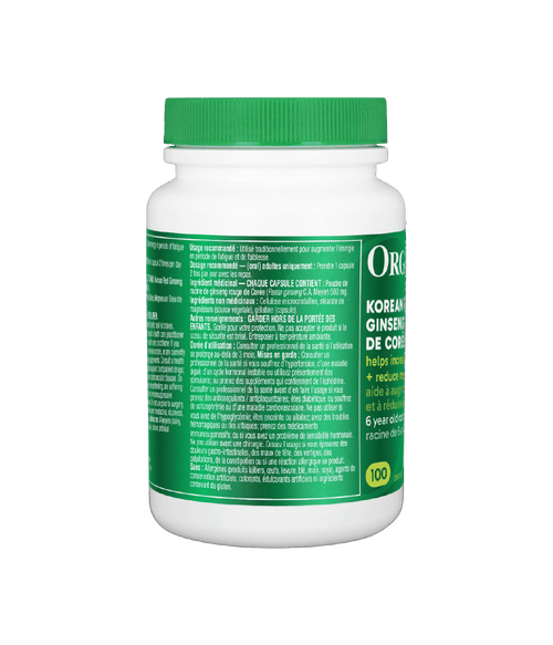 Korean Red Ginseng - 100 Caps - Organika Health Products