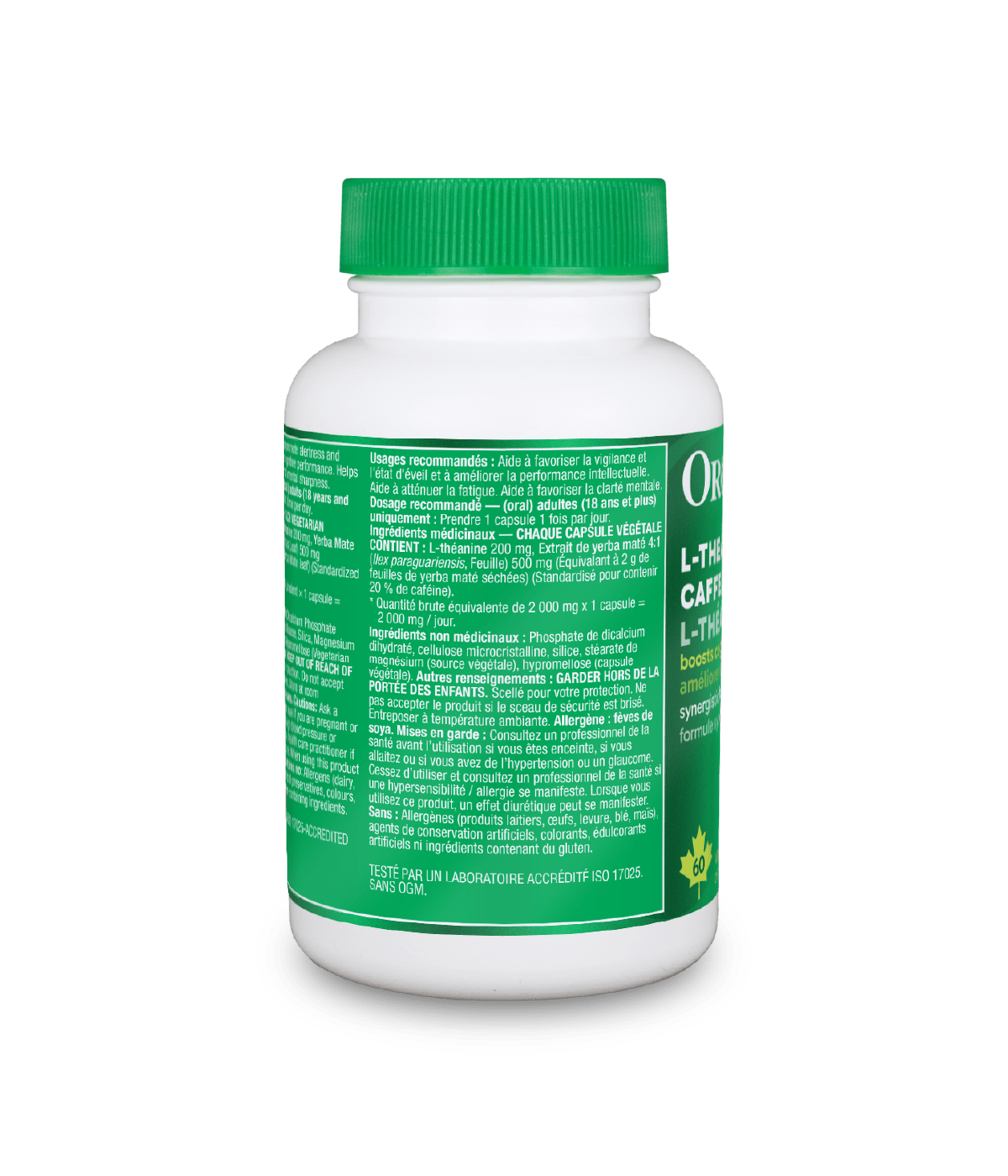 L - theanine + Caffeine - 60 Vcaps - Organika Health Products