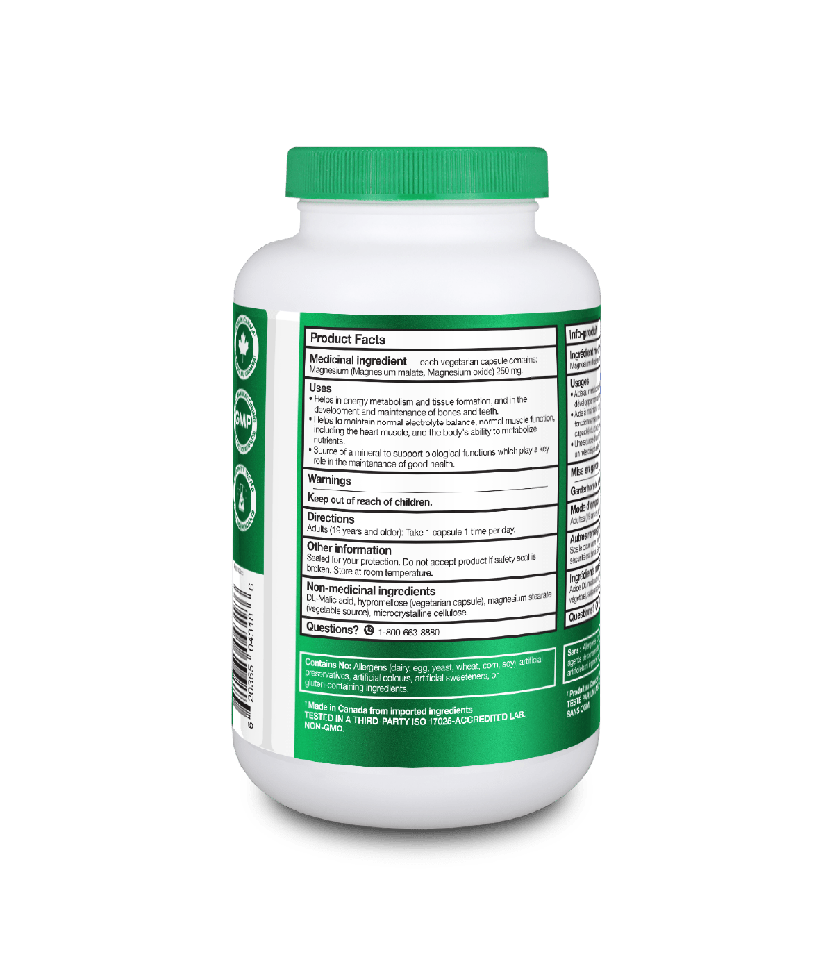 Magnesium Malate - 230 vegetarian capsules - Organika Health Products