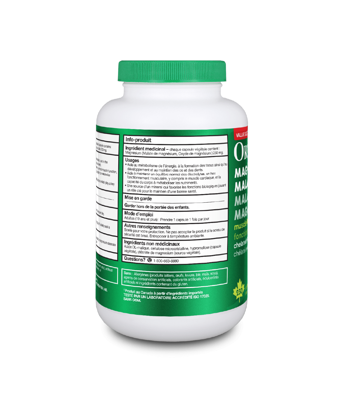 Magnesium Malate - 230 vegetarian capsules - Organika Health Products