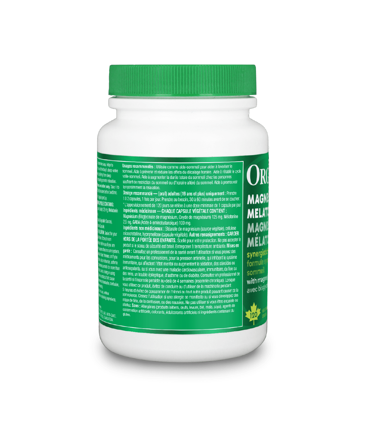 Magnesium + Melatonin - 120 vegetarian capsules - Organika Health Products