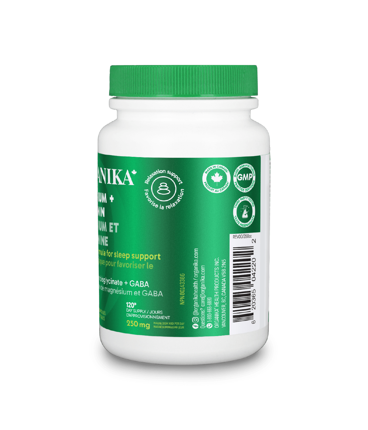 Magnesium + Melatonin - 120 vegetarian capsules - Organika Health Products