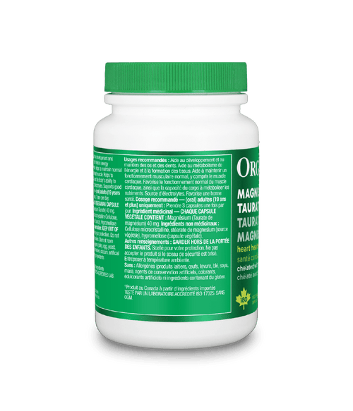 Magnesium Taurate - 180 vegetarian capsules - Organika Health Products