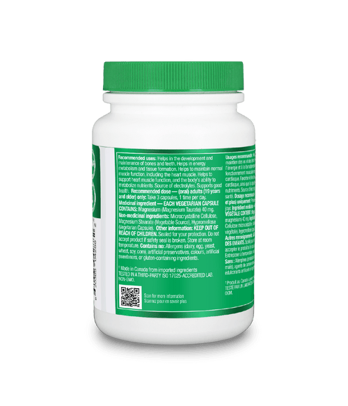 Magnesium Taurate - 180 vegetarian capsules - Organika Health Products