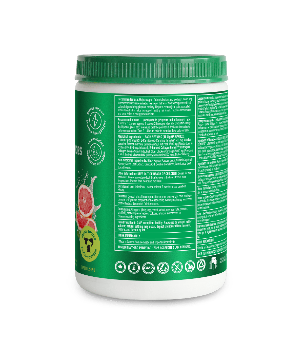 Metaboost Fat Metabolizing Complex Powder - Tangy - Sweet Grapefruit - Organika Health Products