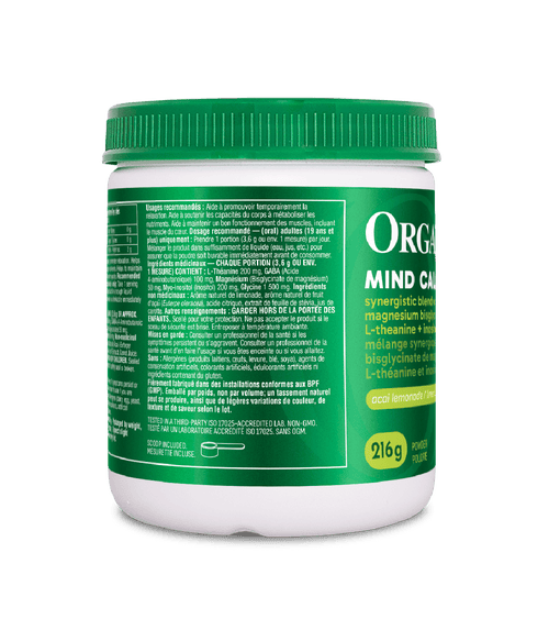 Mind Calm Powder with Magnesium Bisglycinate & L - Theanine - Acai Lemonade - Organika Health Products