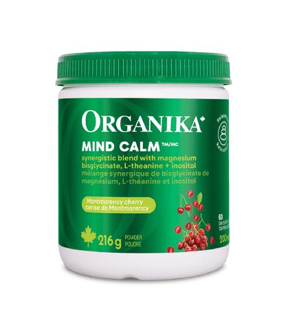 Mind Calm Powder with Magnesium Bisglycinate & L-Theanine - Montmorency Cherry - Organika Health Products