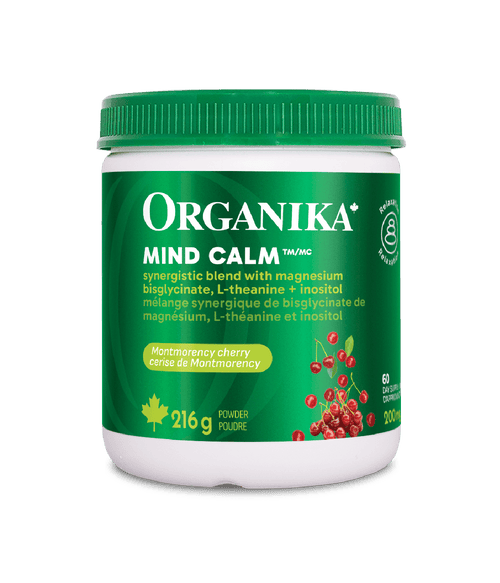 Mind Calm Powder with Magnesium Bisglycinate & L-Theanine - Montmorency Cherry - Organika Health Products