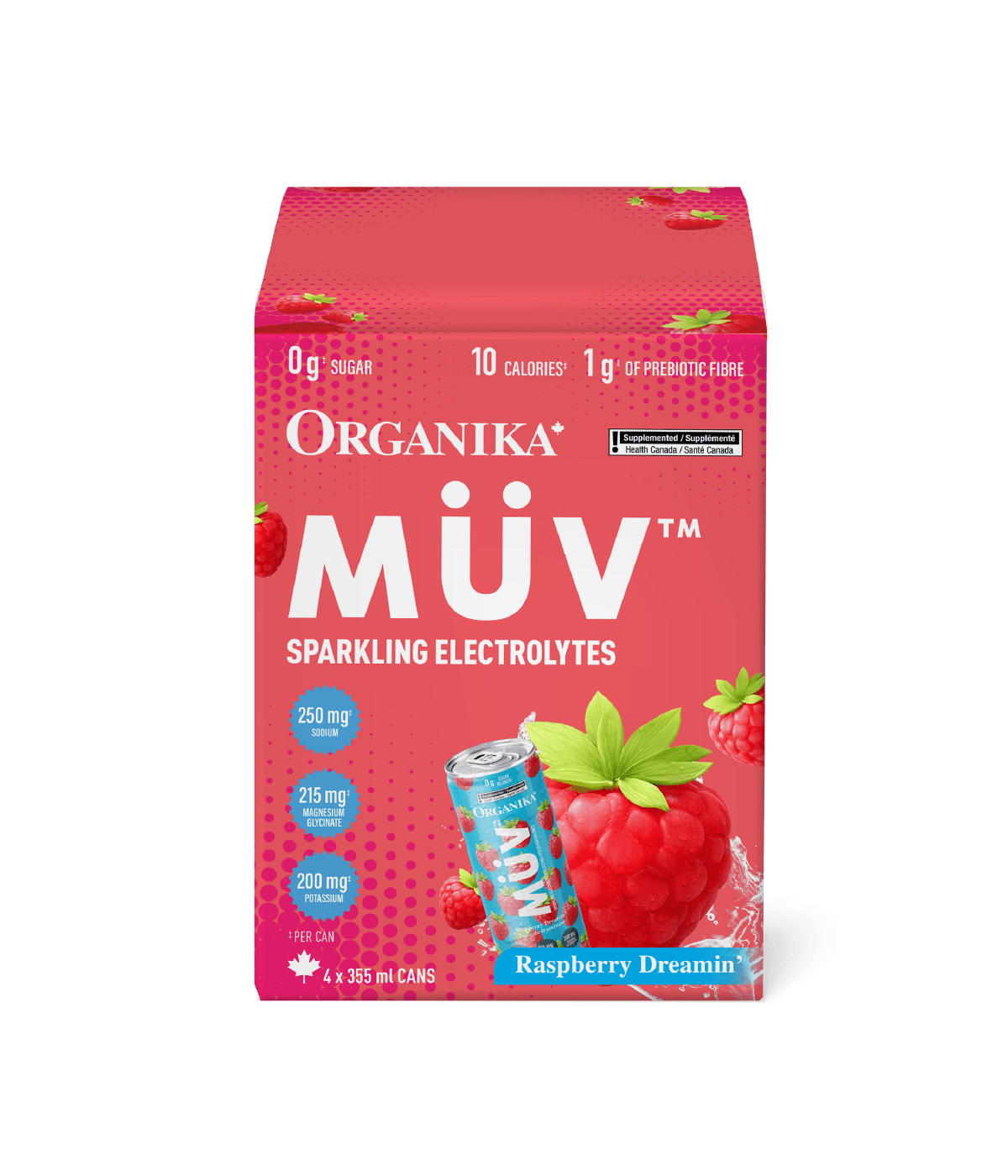 MÜV Sparkling Electrolytes - 355 ml Box (4 Pack) - Organika Health Products