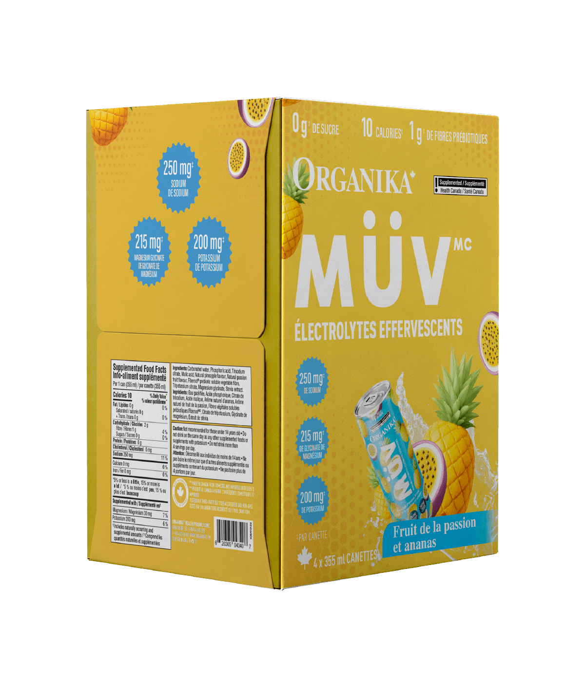 MÜV Sparkling Electrolytes - 355 ml Box (4 Pack) - Organika Health Products