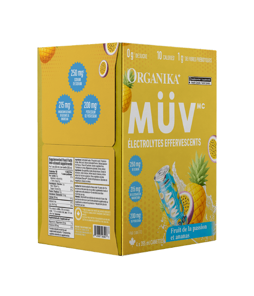MÜV Sparkling Electrolytes - 355 ml Box (4 Pack) - Organika Health Products