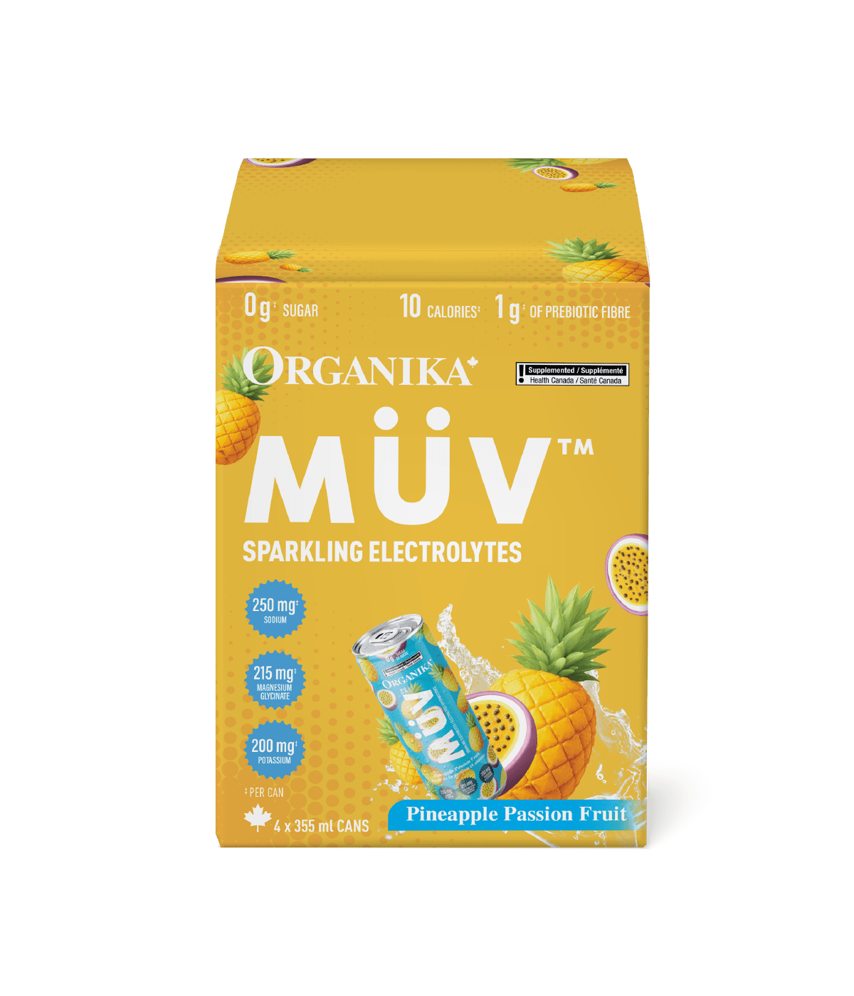 MÜV Sparkling Electrolytes - 355 ml Box (4 Pack) - Organika Health Products