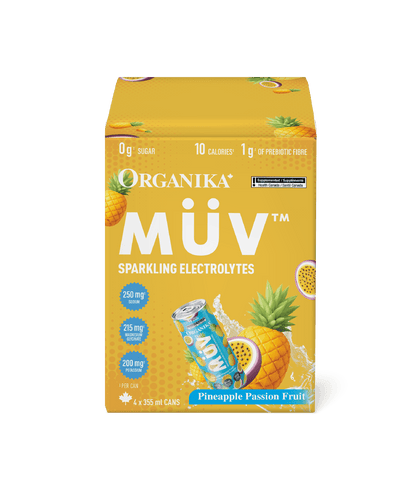 MÜV Sparkling Electrolytes - 355 ml Box (4 Pack) - Organika Health Products
