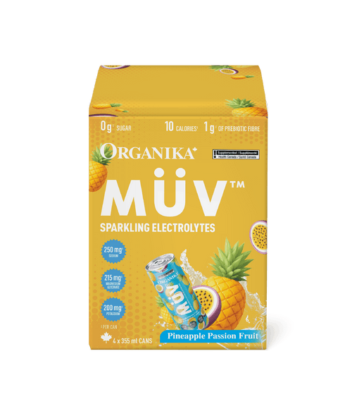 MÜV Sparkling Electrolytes - 355 ml Box (4 Pack) - Organika Health Products