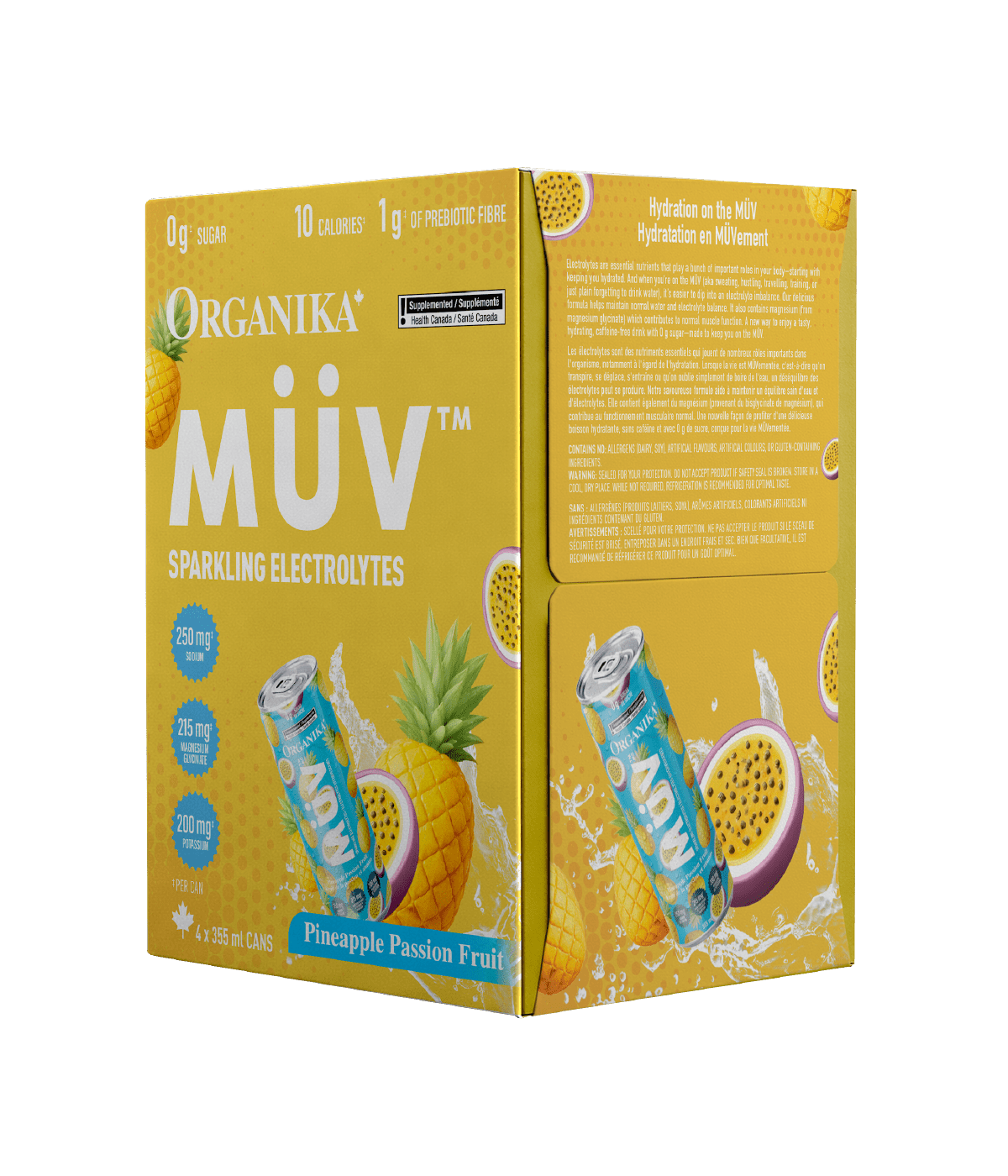MÜV Sparkling Electrolytes - 355 ml Box (4 Pack) - Organika Health Products