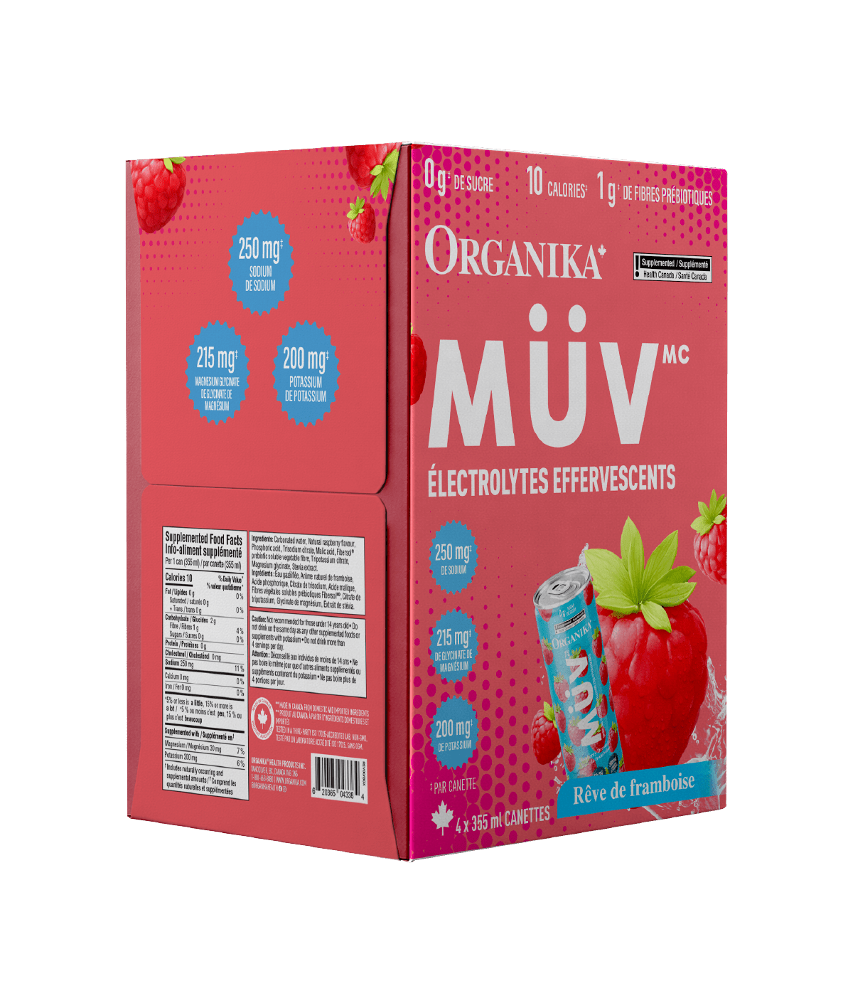 MÜV Sparkling Electrolytes - 355 ml Box (4 Pack) - Organika Health Products